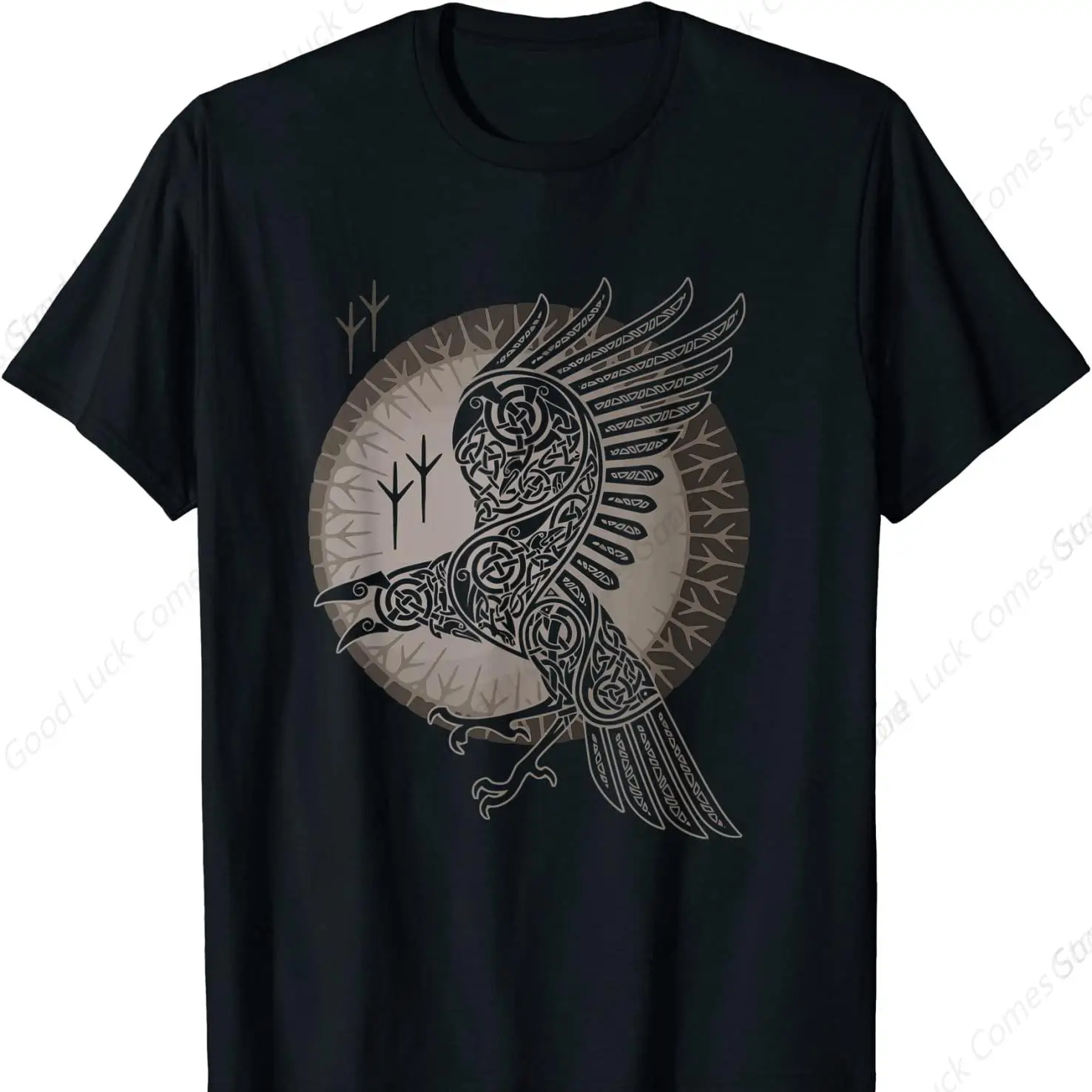 Vintage Celtic Mythology Odins Raven Hugin Munin T Shirt. New 100% Cotton Short Sleeve O-Neck Casual T-shirts Size S-6Xl