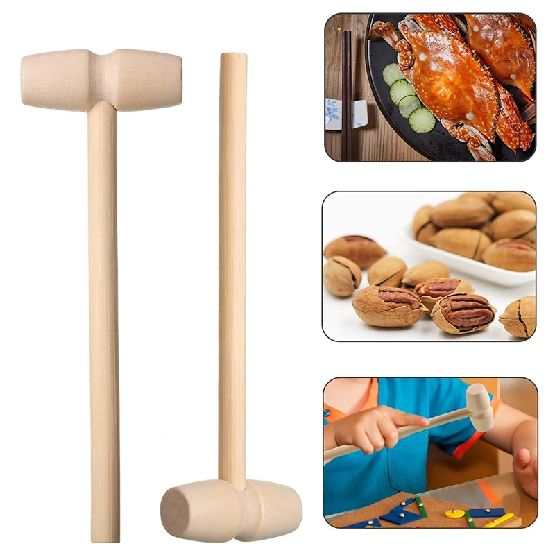 48Pcs Mini Wooden Hammer Wooden Crab Lobster Mallet Hardwood Mallet Hitting Toy Shellfish Hammer Tool