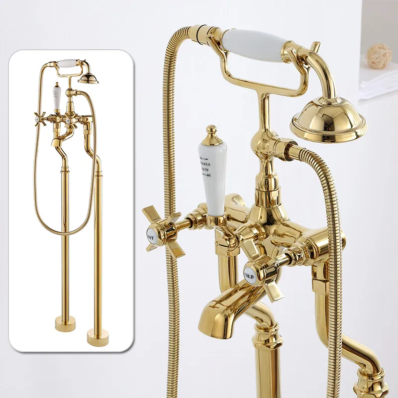 

Nordic Light Luxury Ceramic design NP aerator British retro floor-to-ceiling bathtub faucet