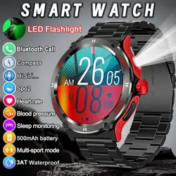 2024 New Outdoor Military Sports Smart Watch Men Compass LED light 3ATM Waterproof AI Voice Bluetooth Call Fitness Smartwatch