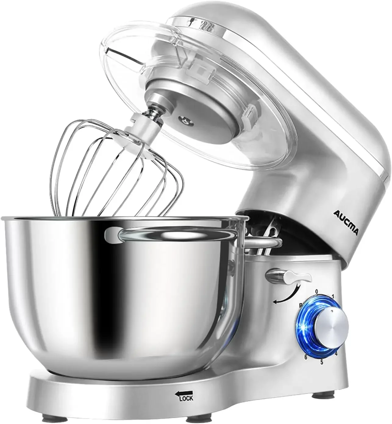 Stand Mixer,6.5-QT 660W 6-Speed Tilt-Head Food Mixer, Kitchen Electric Mixer with Dough Hook, Wire Whip & Beater (6.5QT, S