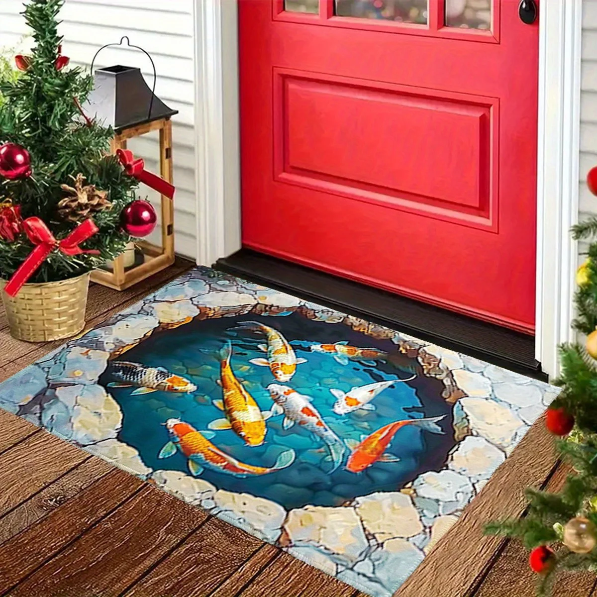 Colorful Tropical Fish Pattern Welcome Doormat Outdoor Entrance Mat for Porch Nautical Aquatic House Decor