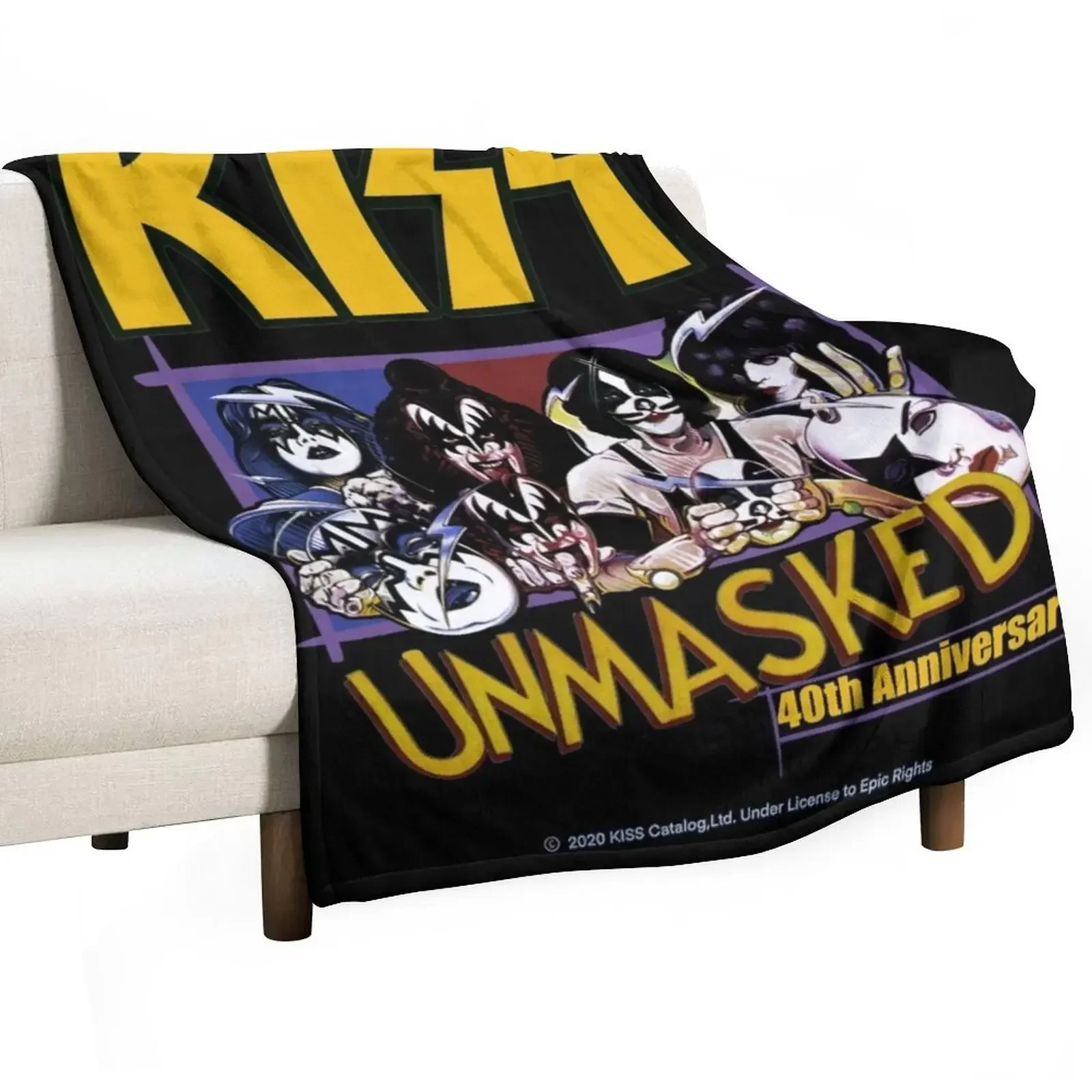 

Kiss unmasked fan art Throw Blanket Winter beds Bed covers Blankets