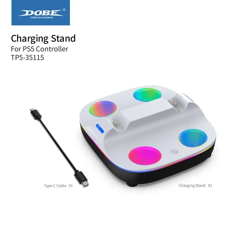 

DOBE Auto Power Off Quick Charge Dock for Dual Sense Edge& PS5 Grip with RGB Colorful Lights TP5-35115