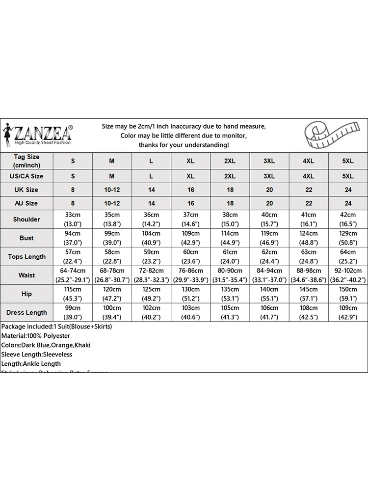 wa modna sukienka ZANZEA Zestawy dwuczęściowe Stroje damskie Letnie koszulki bez rękawów Długie spódnice Casual Work Dopasowane zestawy 2024