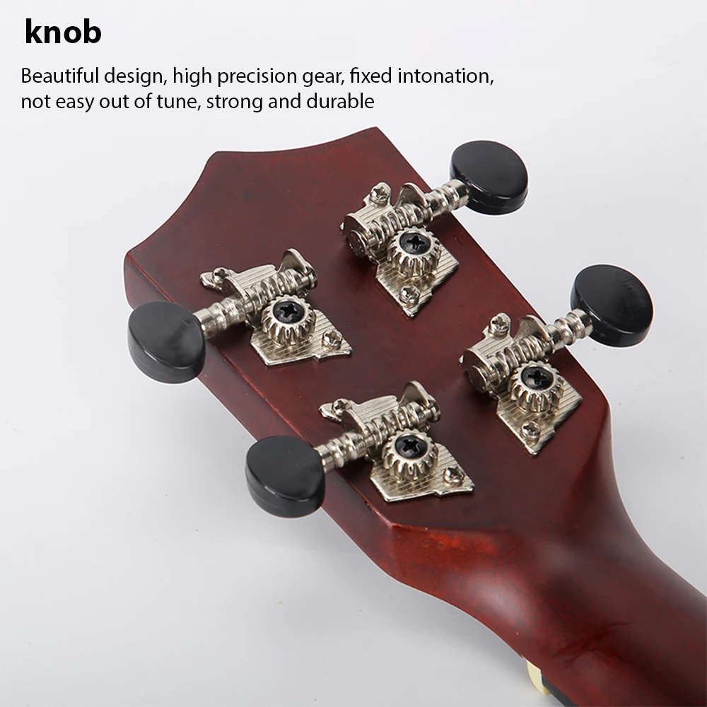 23-inch Ukulele Acoustic Ukulele Kit with Storage Bag Strap Bridge Pin Pitch Shifter Pickup Tuner Cleaning Cloth Basswood