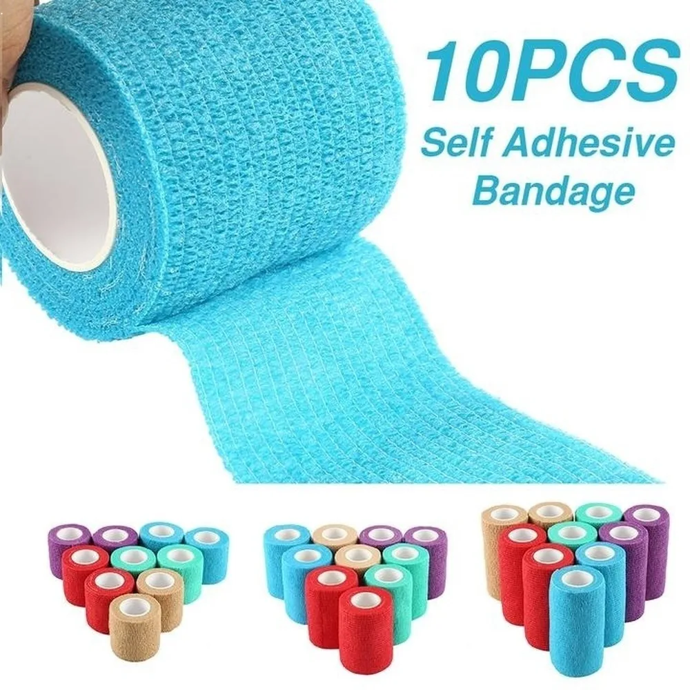 10pcs/set Waterproof First Aid Tape Health Care Self-Adhesive Cohesive Wrap Bandage(Length4.5M)