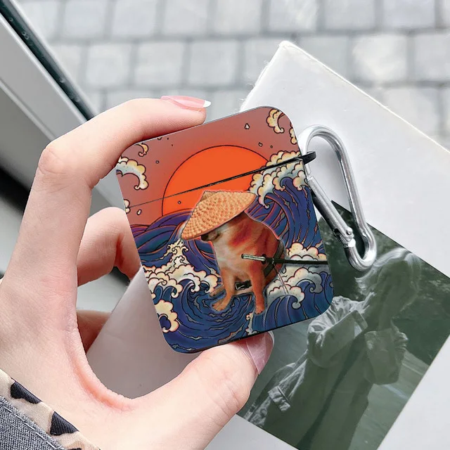 Funny Cat Dancing Pedro Raccoon Meme Apple Case for AirPods Pro2 3 2 1 Pro 2022 Black Bluetooth Earphone Box Cover Funda