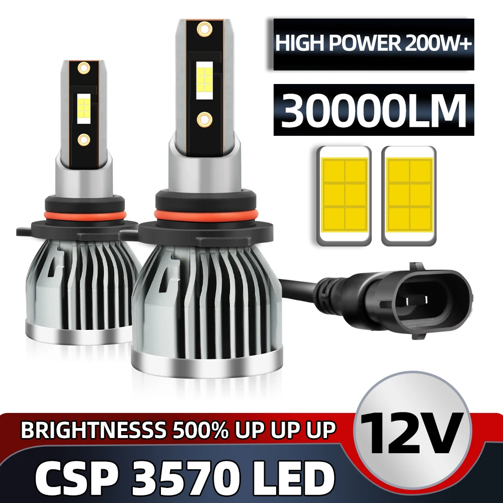 

30000LM H7 LED Headlight H8 H11 H1 H4 9005 HB3 9006 HB4 9012 Hir2 9012 9004 9007 H13 Bulbs CSP 3570 Turbo Car Auto Fog Lamps 12V