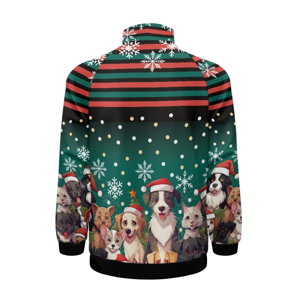 Noisydesigns Cute Dogs Prints Men's Stand Collar Raglan Sweatshirt Jacket Merry Christmas 2024 Couple Zipper Tops Outerwear