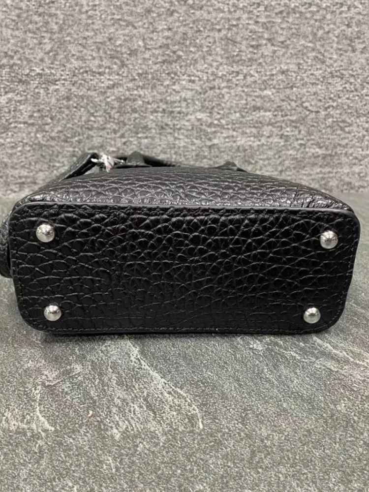 Women Casual Zipper Black Crocodile Grain Office Genuine Leather Handbag Single Shoulder Crossbody Underarm Bags Fashion Lady