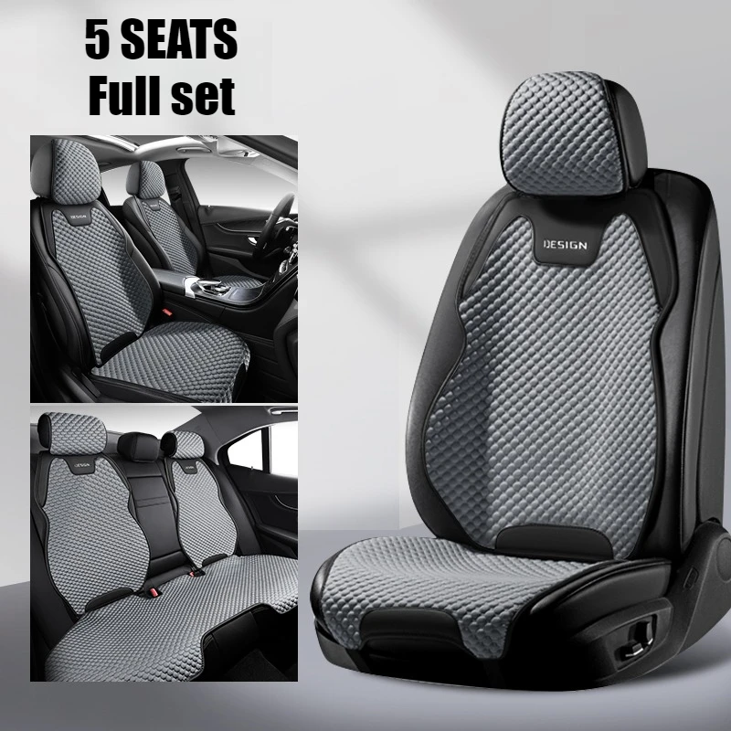 5-Seat Full Set of Universal Car Seat Covers, Summer Cool and Breathable Ice Bean Car Seat Covers, Wear-Resistant, Durable, Easy-Care, Pet-Friendly Car Seat Covers, Suitable for All Seasons, Suitable for Most 5-Seat Cars, Suvs, Pickups, Etc., Enhance the Driving Experience, Excellent Car Interior Decoration and Protection Accessories