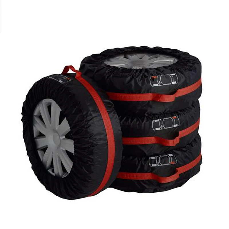 4pcs 13-20inch Car Spare Tire Cover Case Polyester Auto Wheel Tire Storage Bags Vehicle Tyre Accessories Dust-proof Protector