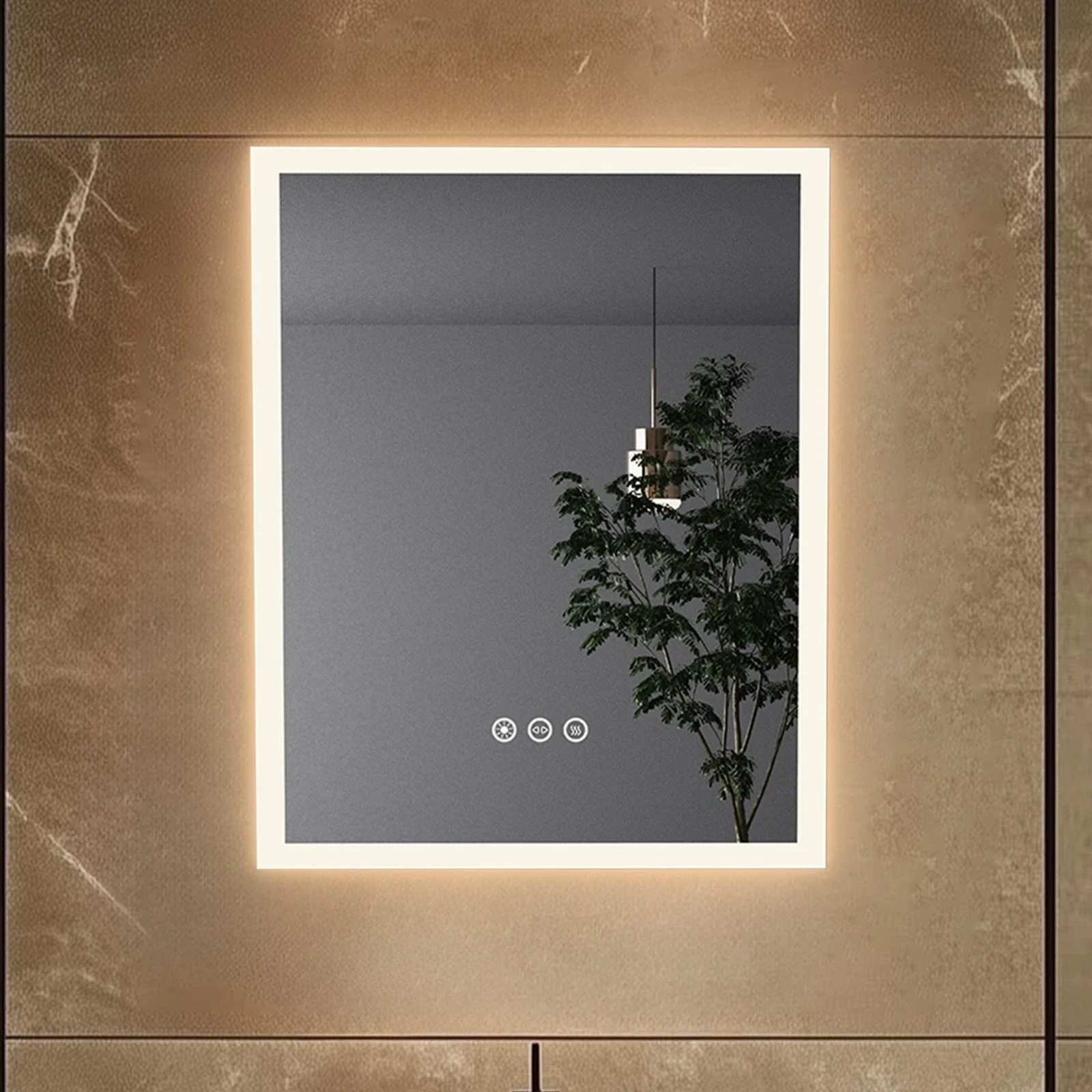 LUVODI Wall Mounted LED Bathroom Mirror Smart Touch Vanity Makeup Mirror with 3 Color Dimmable Feature And Defog Function