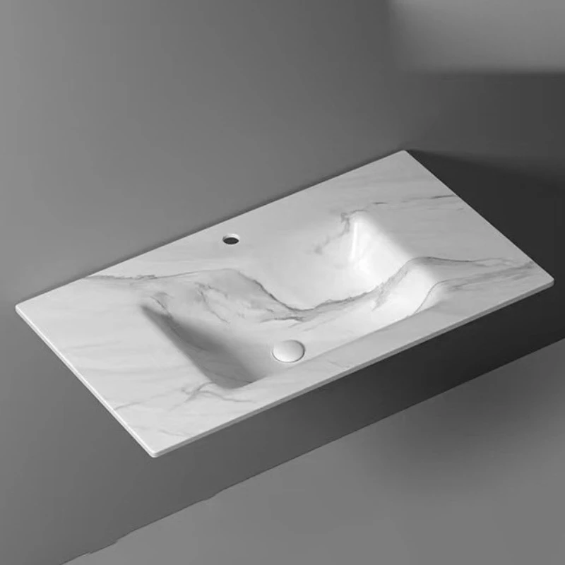 wy-a Seamless rock slab washbasin hot bending integrated bathroom cabinet without splicing rock slab non-standard corner cutting