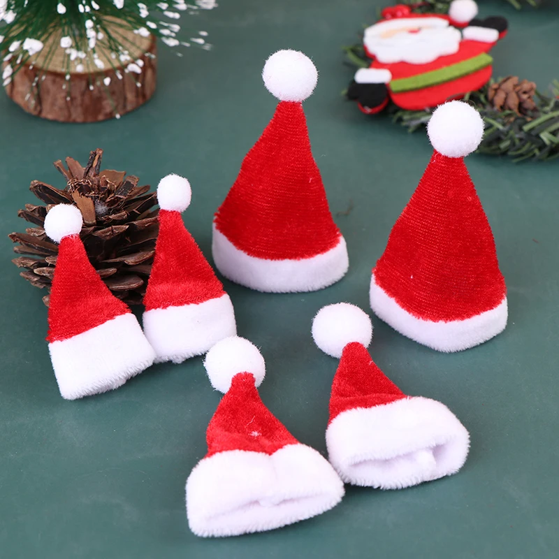 2Pcs Dollhouse Miniature Christmas Santa Claus Hat Red Hat Xmas Home Decor Xmas Hat for Doll Accessories Children Xmas Gift