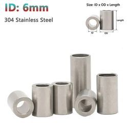 Inner Dia 6mm 304 Stainless Steel Bushing Washer Round Hollow Unthreaded Standoff Spacer Gasket Sleeve Length 2-40mm