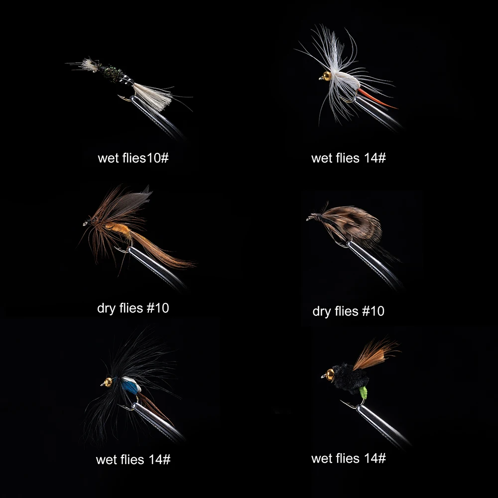 Goture 30pcs/lot Fly Fishing Lure Wet Dry Flies Handmade Artificial Insect Bait High Carbon Steel Hook For Trout Fishing