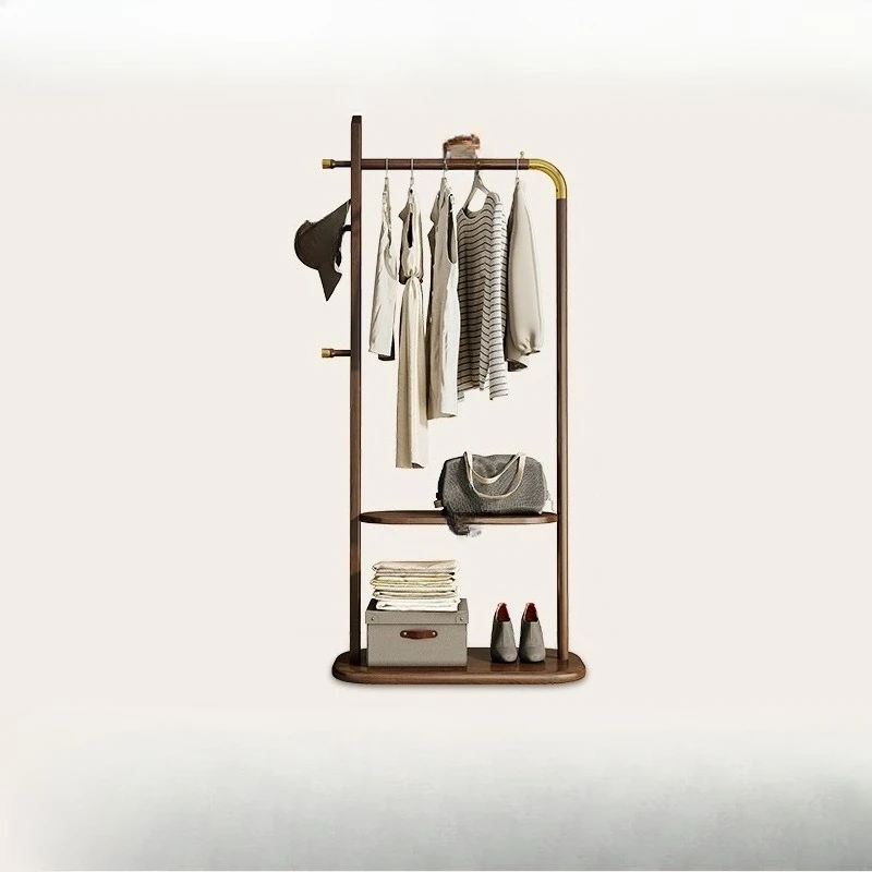 

All solid wood hanger floor bedroom light luxury simple modern coat rack indoor room drying rack rack