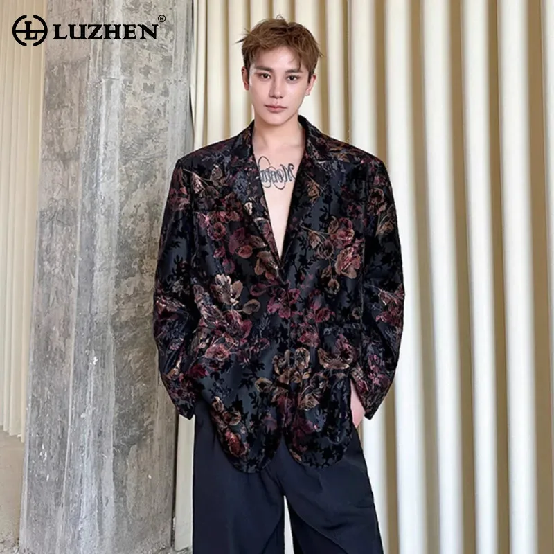 

LUZHEN Luxury Loose 2025 Floral Printed Spring Blazer Original Coat Men's Fashion New Elegant Casual Jacket Male Clothes JY6000