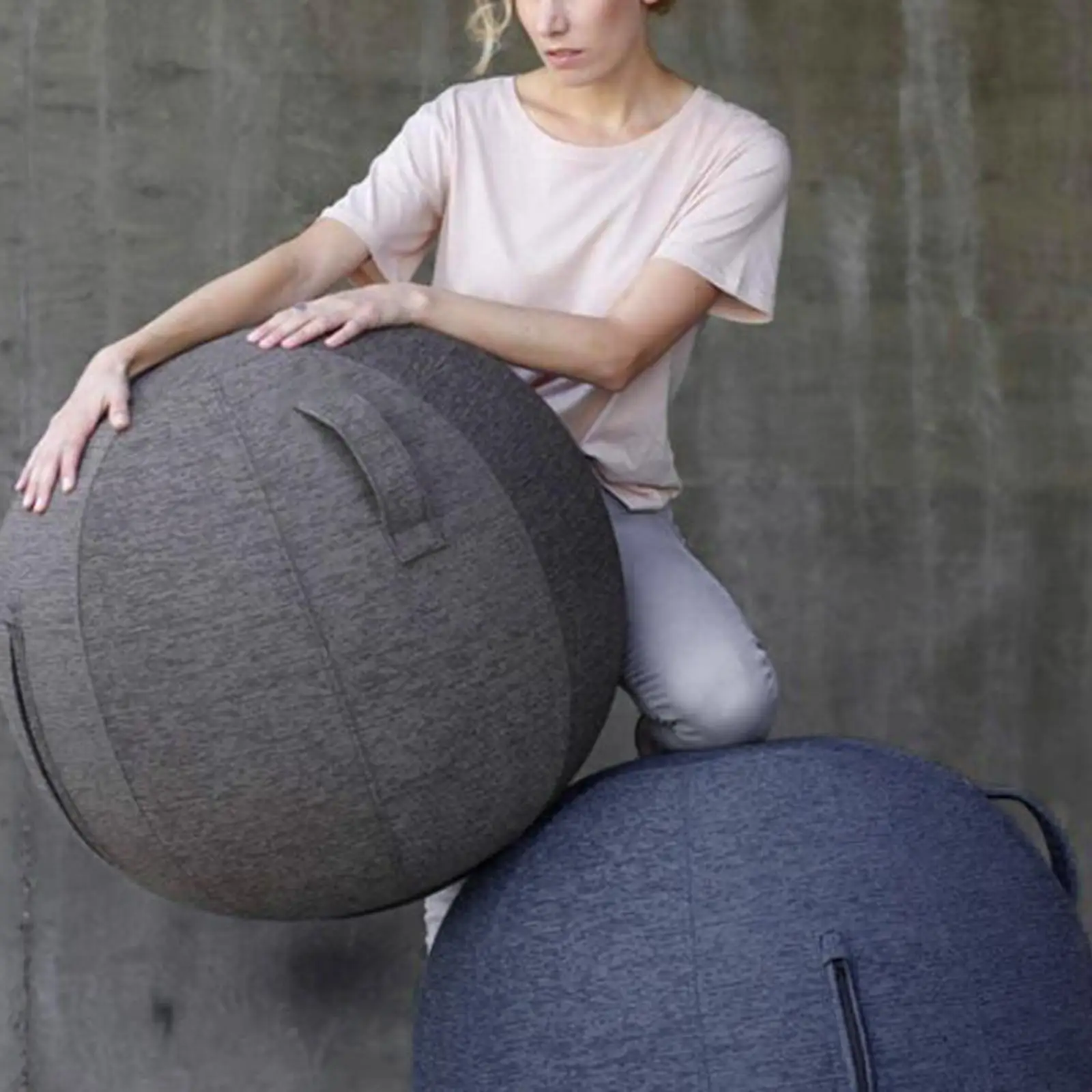 Yoga Ball Cover Ball Pilates Sitting Ball Chair Cover Storage Bag  Blue