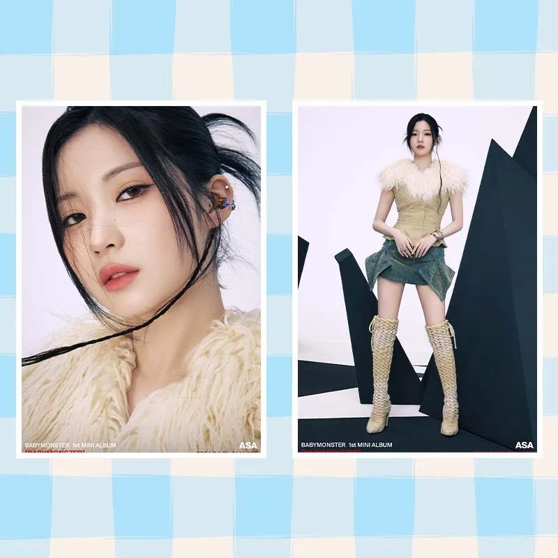 KPOP 2PCS Babymonster Vision Photo Sticker Poster AHYEON ASA RORA CHIQUITA Stars Peripheral RUKA Fans Decorative Paintings