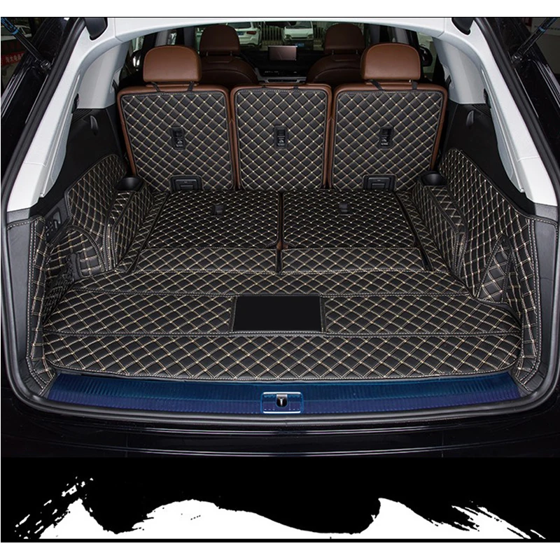 Leather Car Trunk Mats For Audi Q7 7 Seater 2022 Cargo Liner Accesorios Para Auto Alfombrillas Coche Tapetes Para Carro