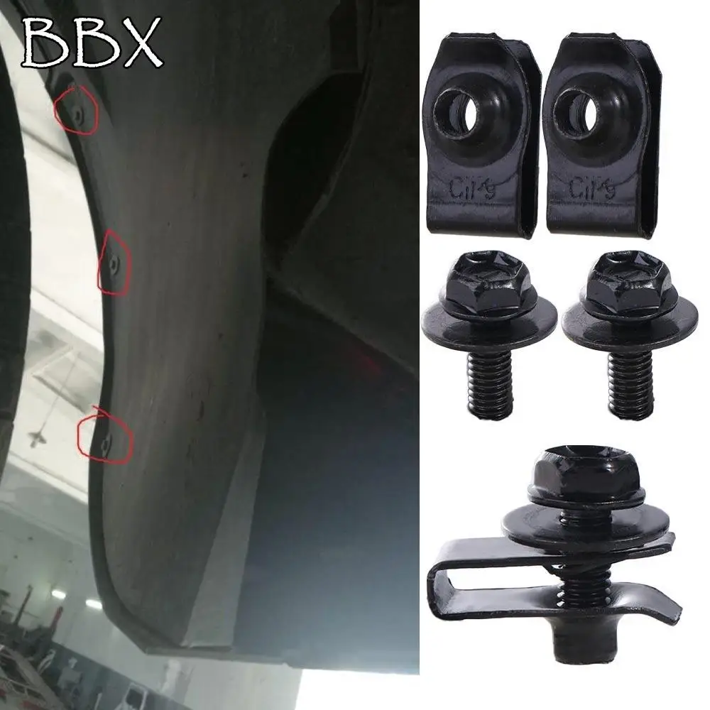 

5/10pcs M6 Car Body Bolts 6MM U-clamp Car U-nut Clips Splash Shield Guard Black Splash Shield Guard Bolts Bumper Fender