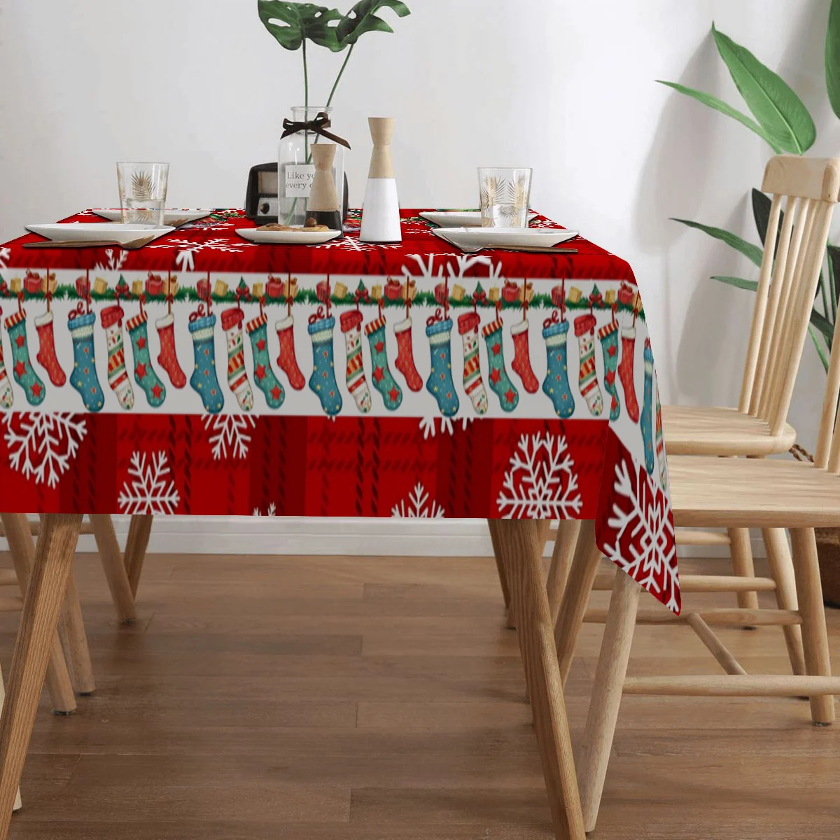 Christmas Snowman Themed Rectangle Tablecloth Party Decor Xmas Waterproof Tablecover Dining Table Decor Navidad Decorations 2025