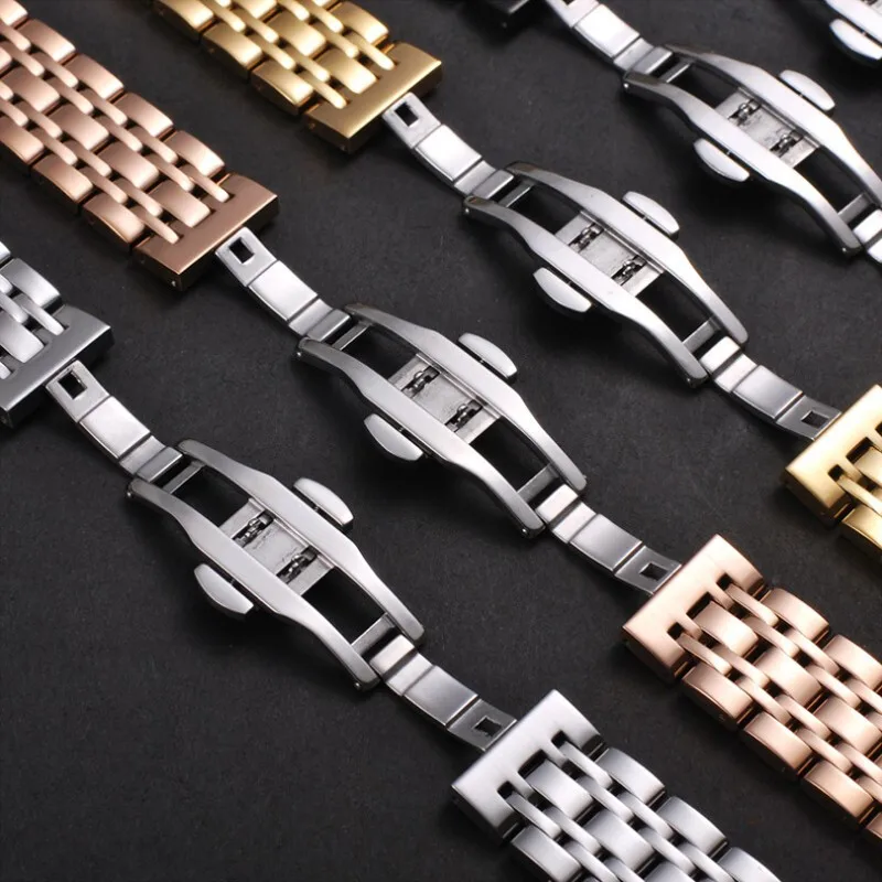 Solid 304L Stainless Steel Watch Band for Omega for Seiko for TISSOT Wristband Butterfly Buckle Watch Straps 18mm 20mm 22mm