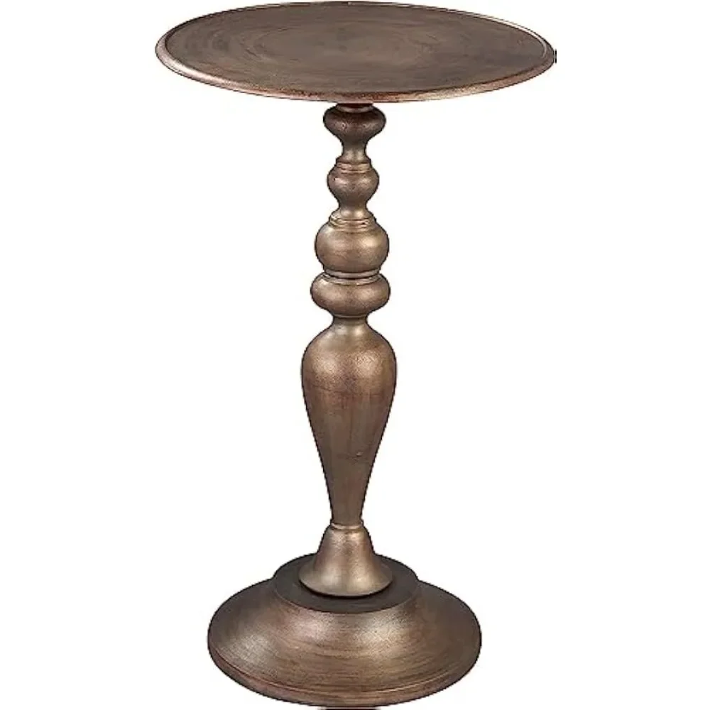 

Antique Brass Finish Accent Side Table - Durable Cast Metal, Turned Post - Rustic Home Decor for Living Room & Bedroom