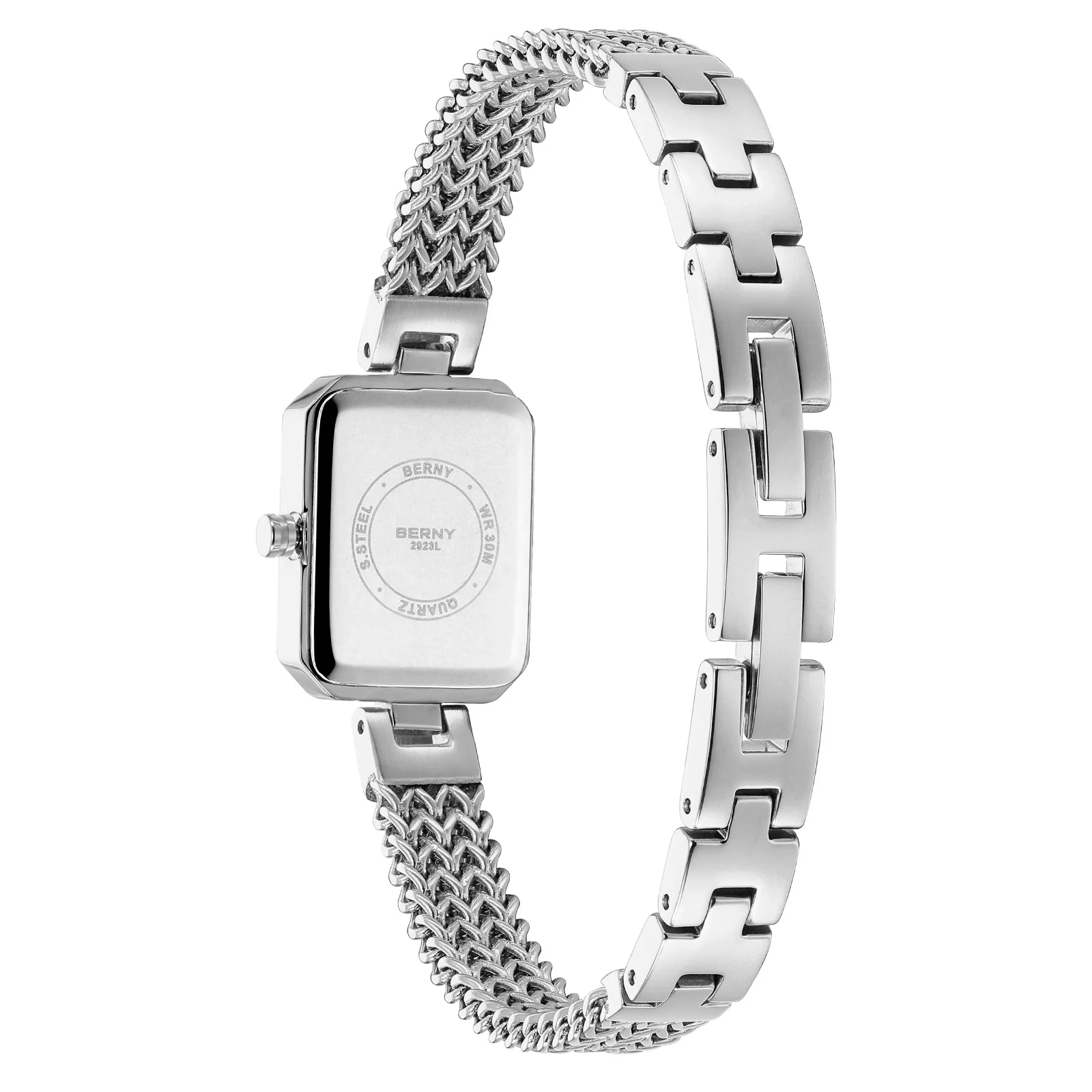 Reloj de pulsera BERNY cuadrado para mujer, relojes de cuarzo de lujo a la moda, Mini esfera rectangular minimalista, joyería de acero inoxidable,