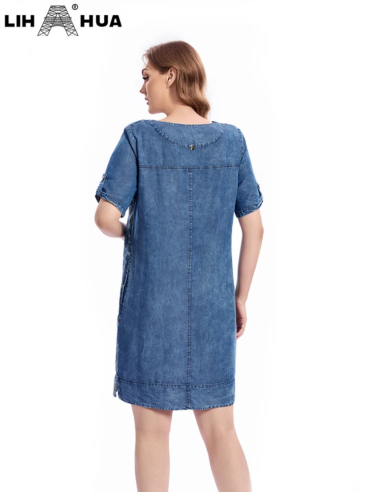 Women\'s Plus Size Denim Dress Summer Chic Elegant Dress For Chubby Women\'s Woven Cotton Dress