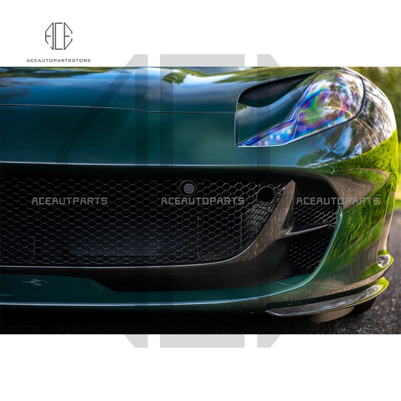 Dry Carbon Fiber OEM Style Front Bumper Aero Insert Replacement Plain Carbon Weave Fit For 2017-2020 Ferrari 812 Superfast