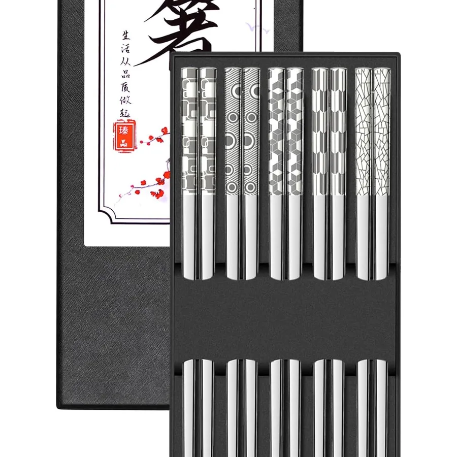

Reusable 18 8 Stainless Steel Chopsticks with Sleek Engraving Patterns for Japanese and Korean Dining NonSlip Design Dishwasher