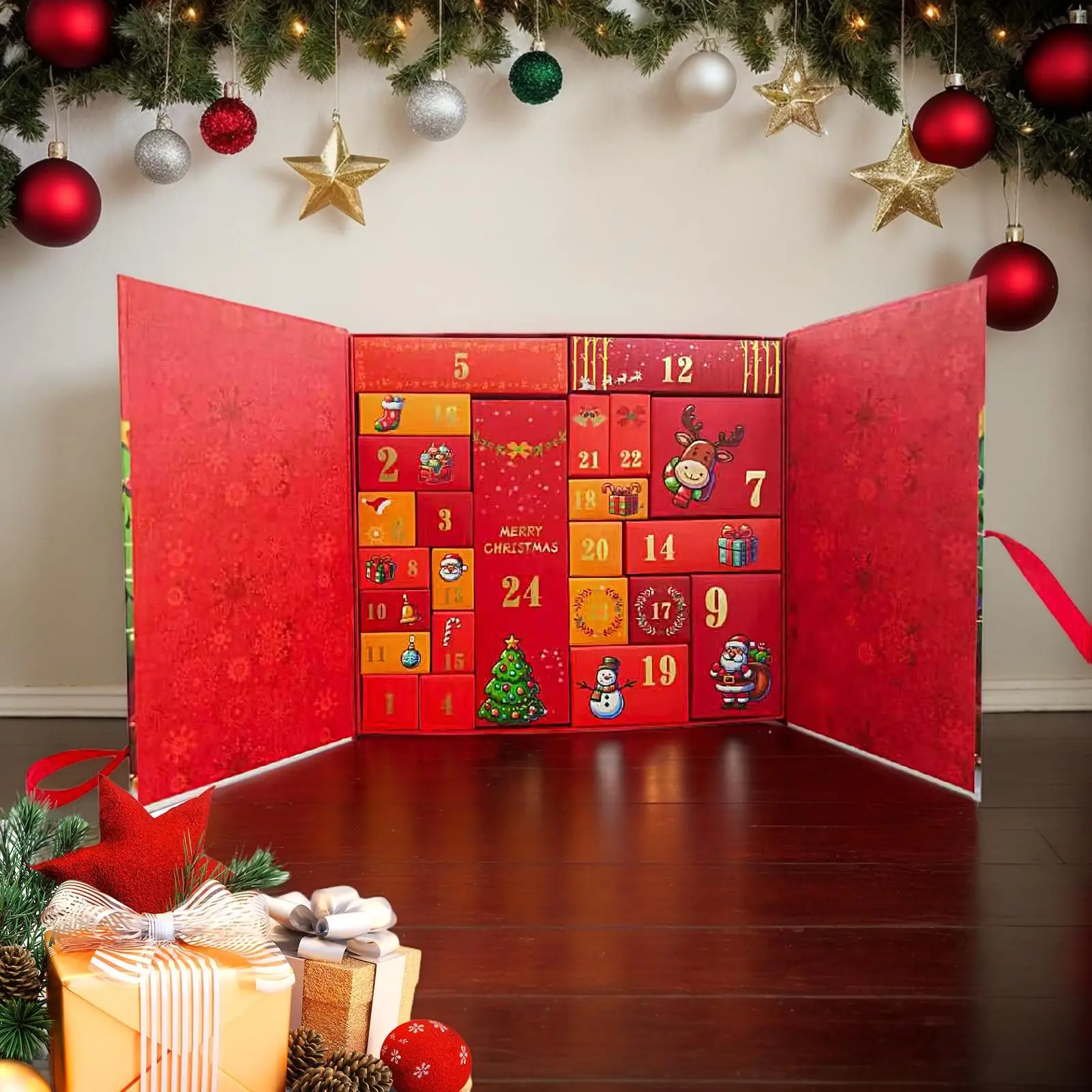 Christmas Countdown Calendar Calendar Advent Box Christmas Printed Box 24-Day Collectible for Adults Kids Kitchen Home Party - Image 3