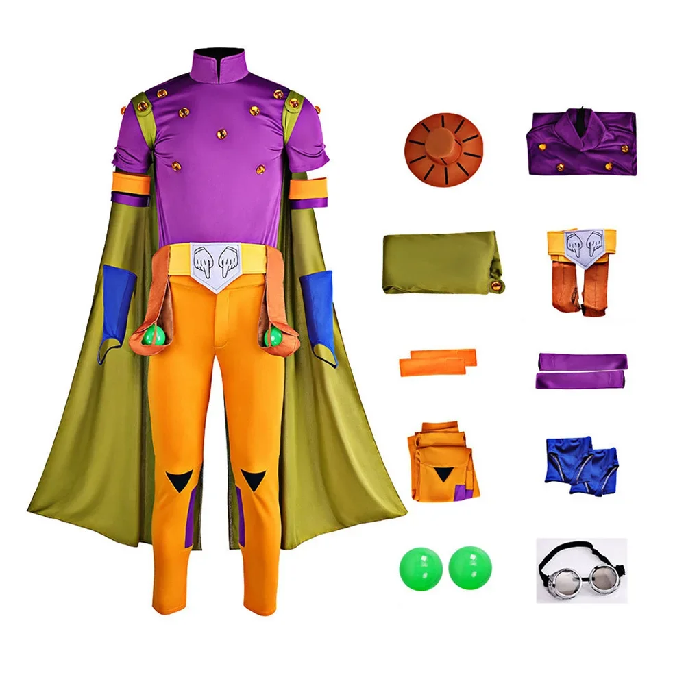 Anime Gyro Zeppeli Cosplay-Kostüm für Männer, Komplette Uniform mit Umhang, Inspiriert von JoJo's Bizarre Adventure, für Halloween und Karneval – Detail 3