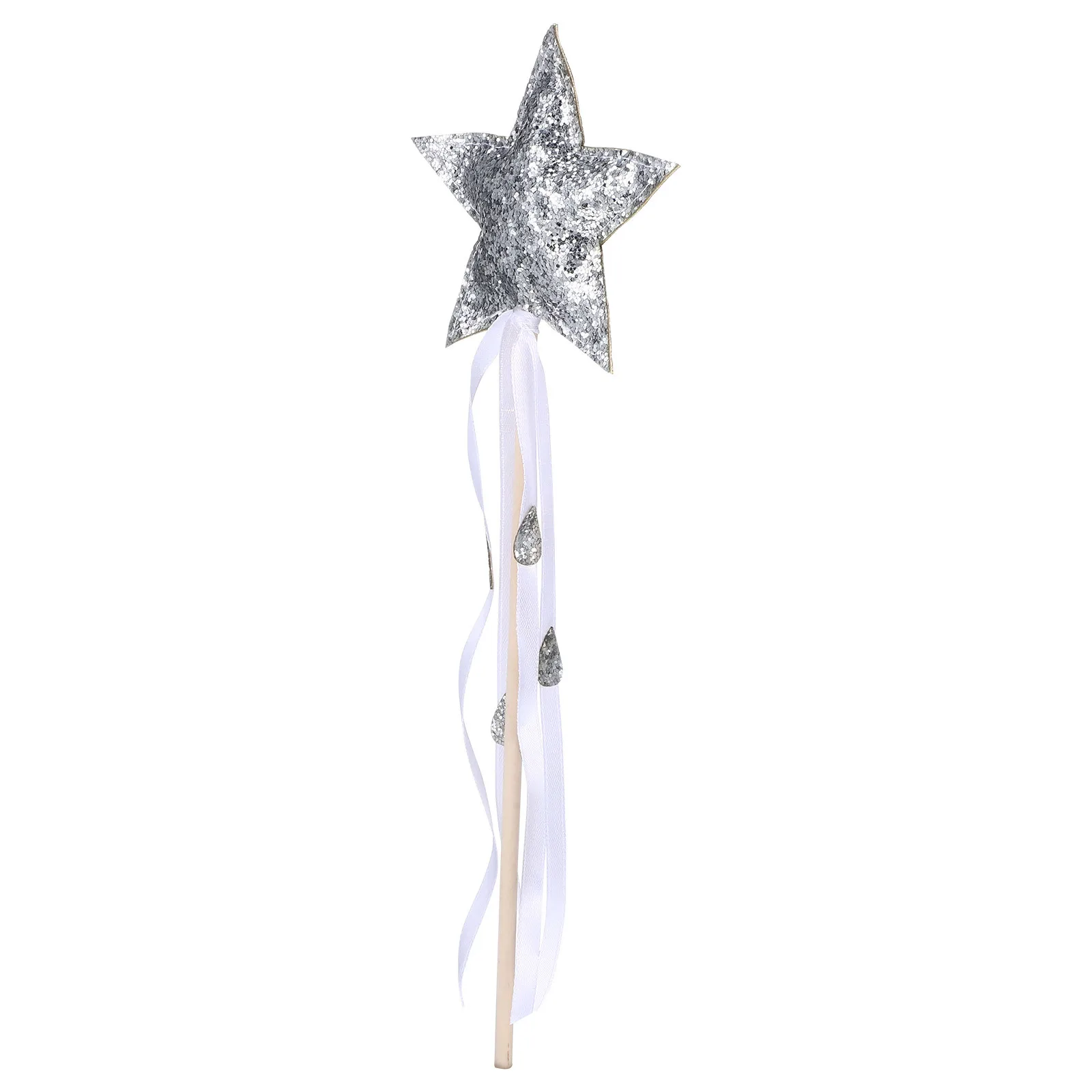 

Star Topper Fairy Wand Ribbon Fairy Stick Lightweight Wood Cloth Cosplay Party Stage Performance Gift Star Wand