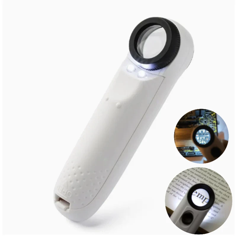 40X Mini Handheld Magnifier Identification Magnifying Glasses with Light Loupe ABS Acrylic Optical Lens Reading Repair 1PC