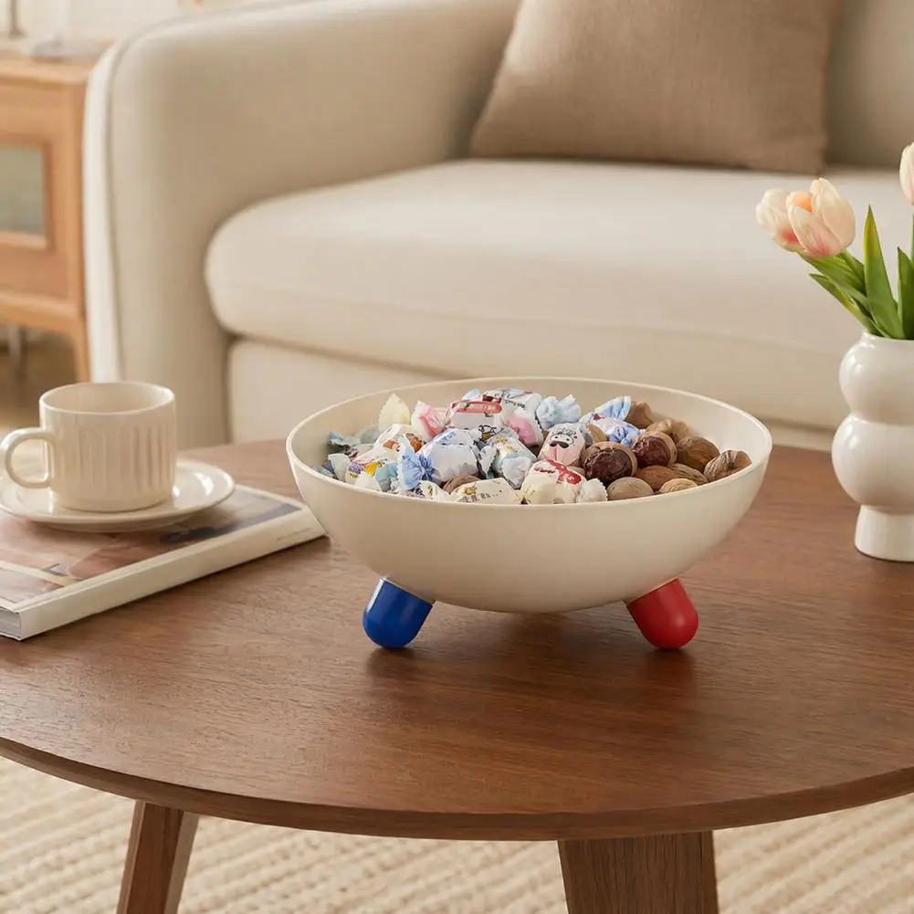 Food-grade Plastic Plate Snack Tray Fruit Bowl with Stand for Kitchen Countertop Plastic Storage Basket Organizer