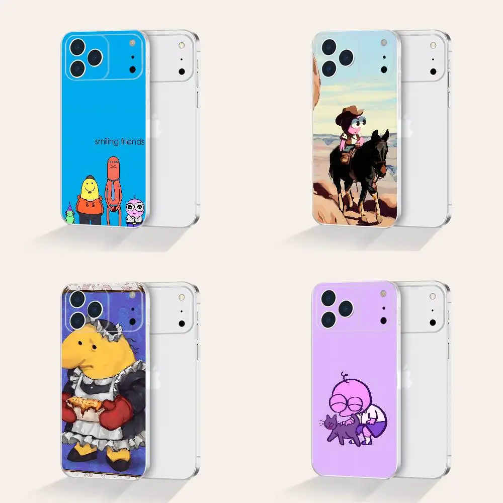 

S-Smiling Friends For iPhone 17,16,15,14,13,12,11 Pro,Max,Plus,X,XS,XR,SE4,E Mini Transparent Soft Protective Shell