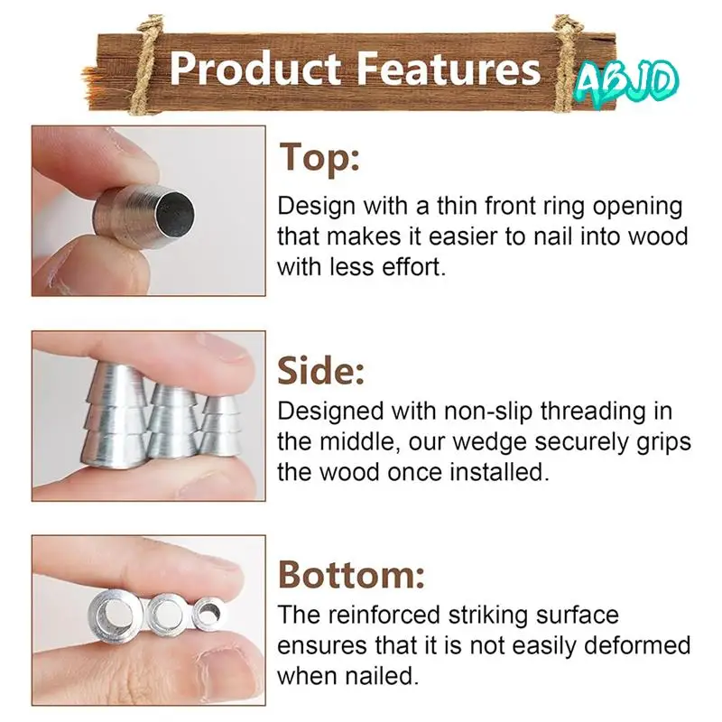 

ABJO-21 PCS Extended Round Axe-Handle Wedge Safety Metal Hammer Handle Wedges Steel Weedge