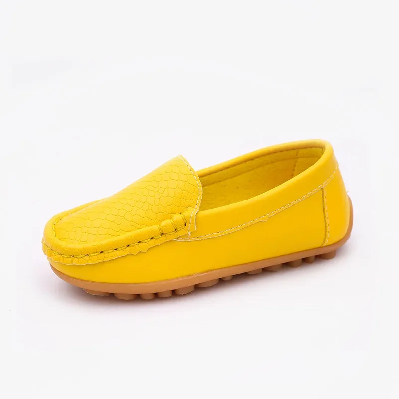 Children Casual Shoes PU Leather Color Korean Styles Boys Girls Shoes Soft Comfortable Loafers Slip On Kids Shoes