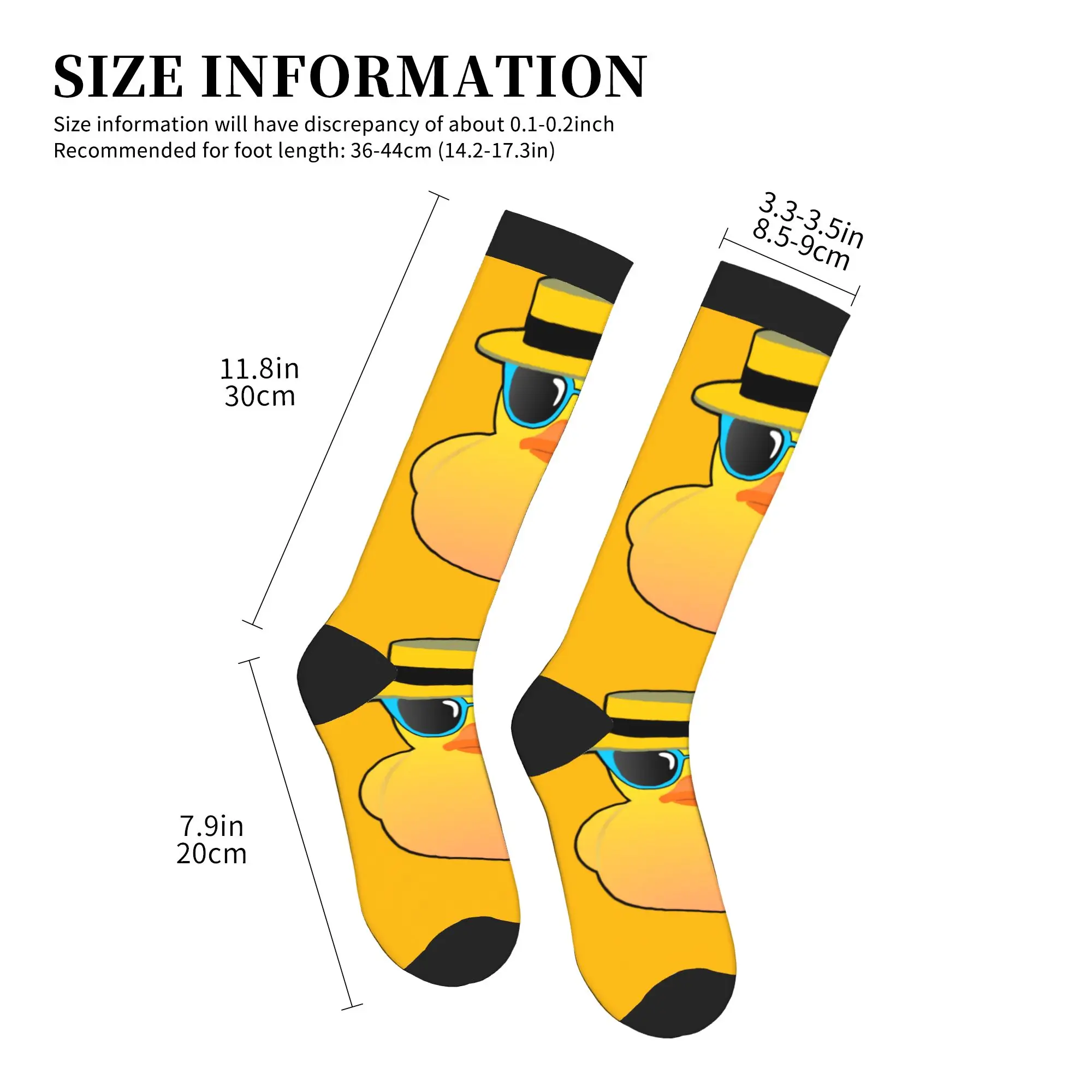 Cute Print Rubber Duck Ducky wearing Boater Hat And sunglasses Socks for Stretchy Summer Autumn Winter  Sports Compression Socks view 4