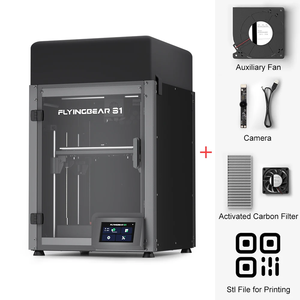 FLYINGBEAR S1 3D Printer Enclosed Chamber Max 500mm/s Speed Printing Size 220x220x250mm Auto-Level All-Aluminum Machine