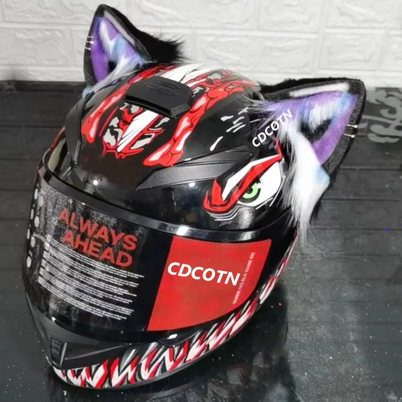 Muppets de peluche creativo, orejas de gato, 3D, plegable, decoraciones para casco de motocicleta, accesorios, pegatinas, estilo de Cosplay