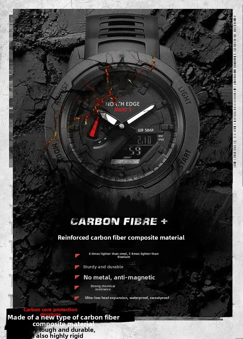New Outdoor Sports Watch Mountaineering Swimming Student Waterproof ElectronicWatch Countdown Men's Watch NORTH EDGE