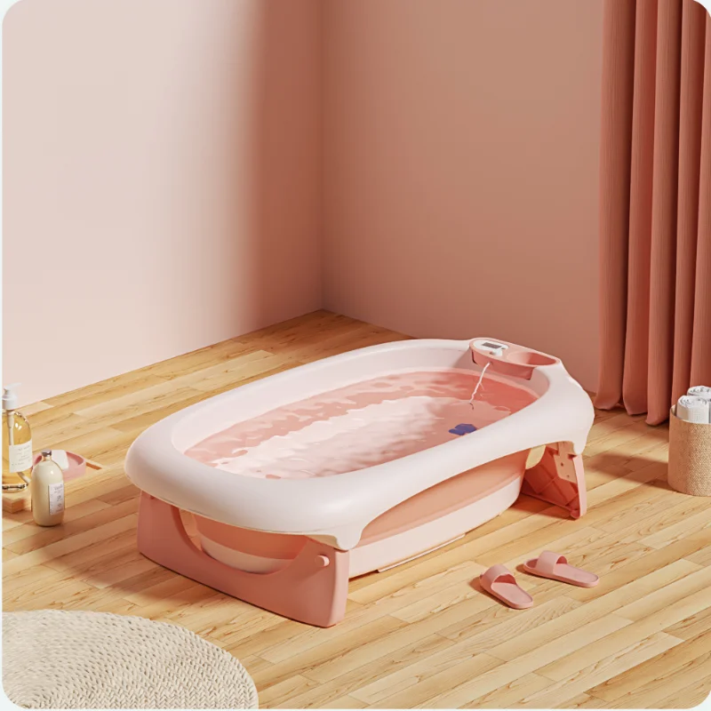 

Bath Bucket for 0-10 Years Old:Baby Bathtub with Intelligent Temperature Folding Bathroom Barrel Secure Base Convenient Use