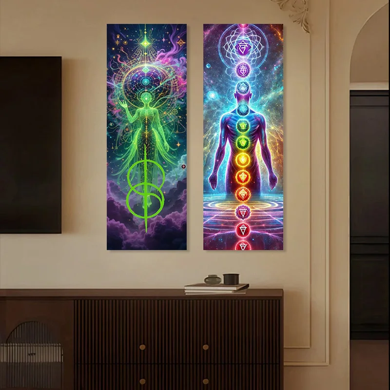 1 Stück Spirituelle Erkundung Bedruckter Wandteppich im Mysteriösen Universum Bohemian & Natürlicher Stil Wandbehang für Wohnheim Zuhause Hippie