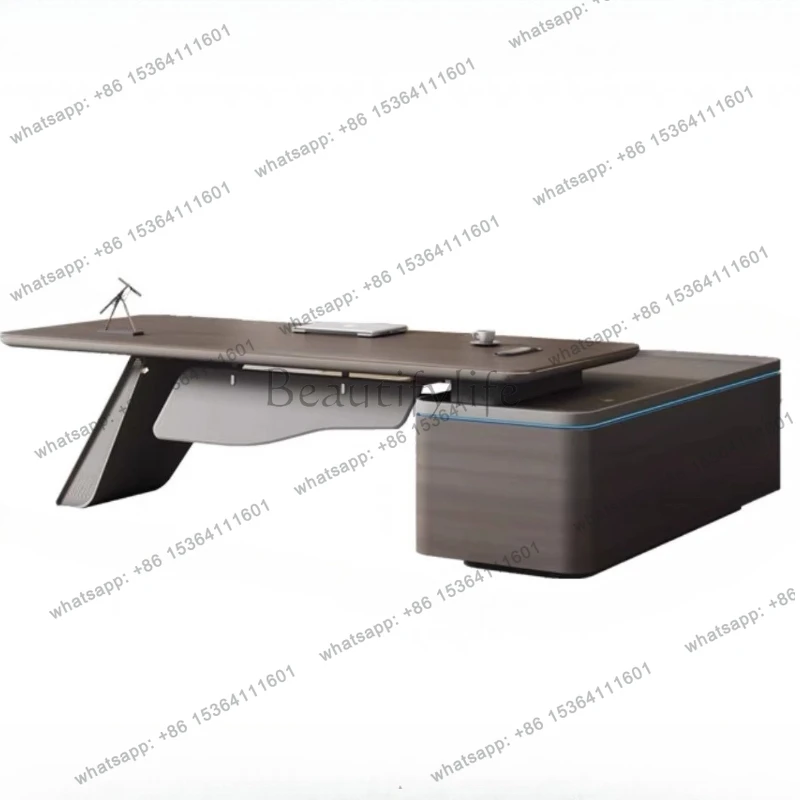 Light Luxury Boss Table Modern European Executive Right Cabinet Gaming Desk Standing Designer Storage Bureau Meuble Furniture